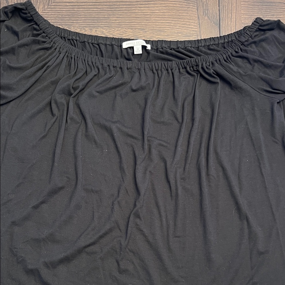 Green Envelope Black Blouse